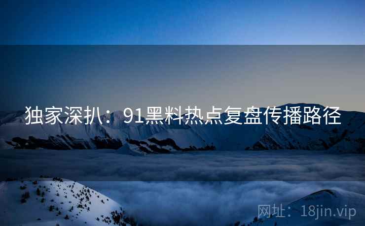 独家深扒：91黑料热点复盘传播路径